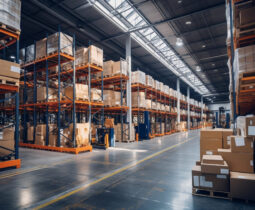 A modern warehouse full of boxes and boxes_ai_generated A modern warehouse full of boxes and boxes_ai_generated